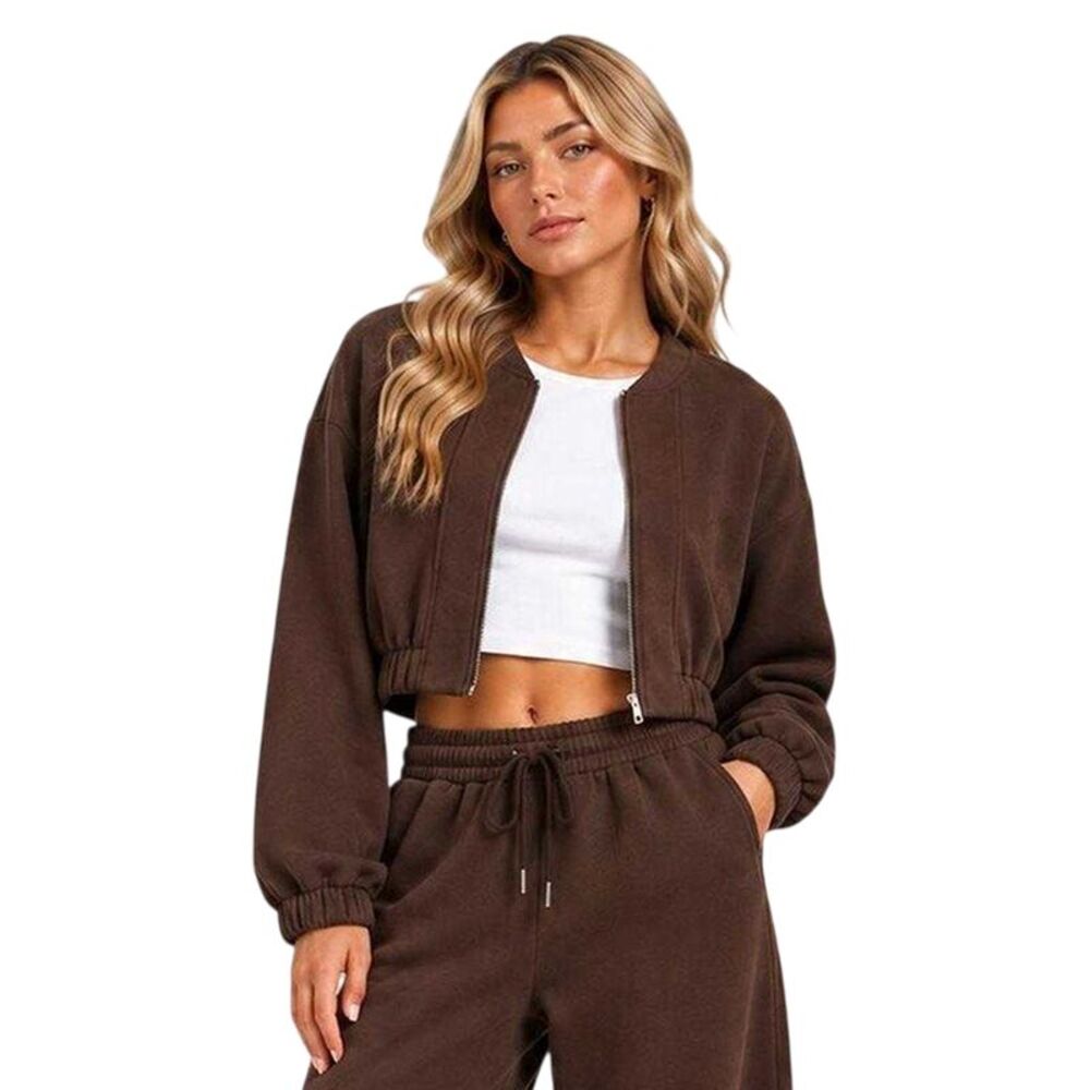 I Saw It First Womens/Ladies Fleece Full Zip Relaxed Fit Bomber Jacket / Chocola